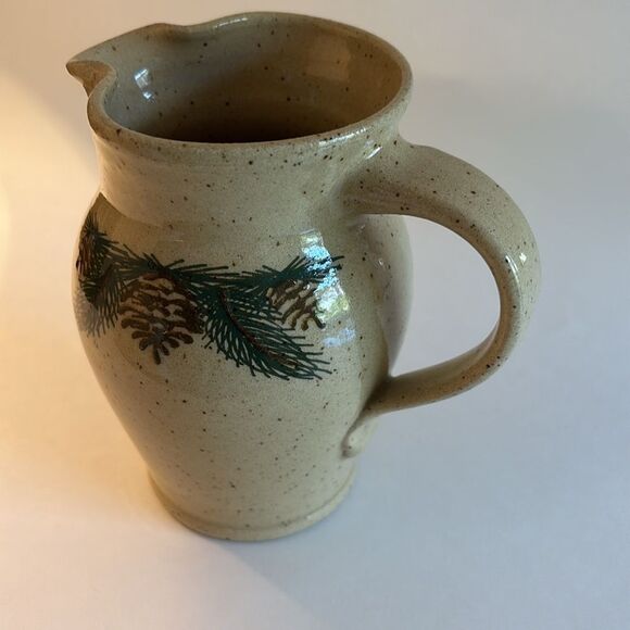 Boot Hill Pottery Pinecone Jug Vase Signed Country Christmas Rustic Decor 6” - Picture 2 of 10